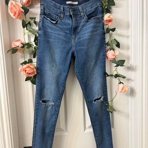 Levi's Blue Skinny Jeans with Distressed Details